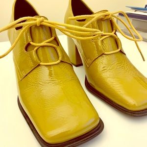 NEW Intentionally Blank Square Booties in Mustard